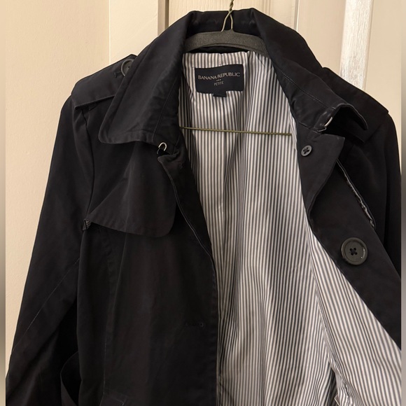 Banana Republic Water-Resistant Black Trench Coat (Size S, Petite) - Picture 2 of 4